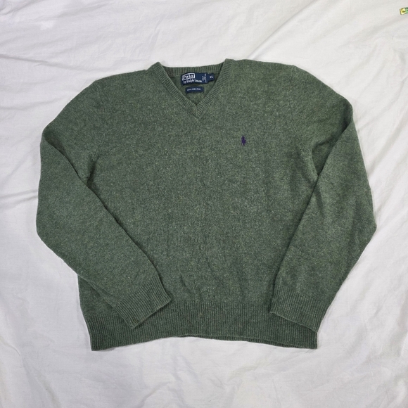 Polo Ralph Lauren Other - Polo by Ralph Lauren 100% Lambs Wool V-Neck Pullover Knit Sweater in Green. XL